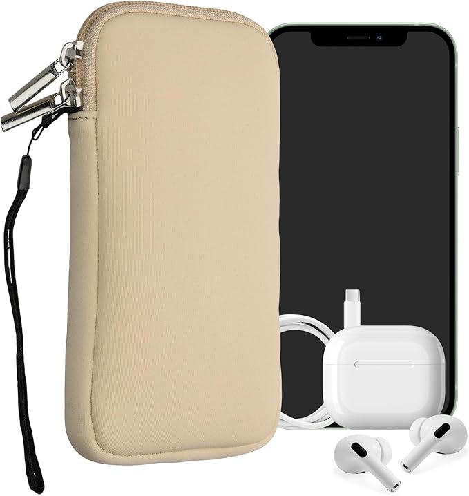 kwmobile Universal Phone Pouch Size XXL - 7" - Neoprene Smartphone Pouch with Zip - Water-Repellent Mobile Phone Case - Sleeve in Cream by kwmobile