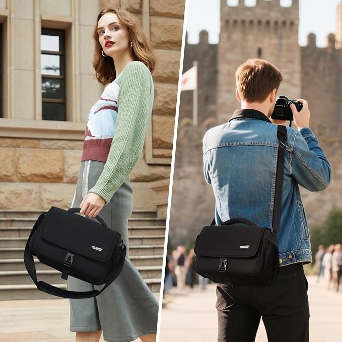 CADeN Camera Bag Case Shoulder Crossbody Bag Compatible for Nikon, Canon, Sony, DSLR SLR Mirrorless Cameras and Lenses (1.0 Black, Large) - Image 6