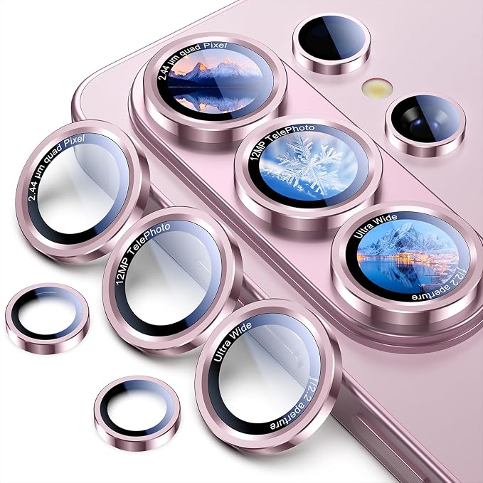 Uyiton for Samsung Galaxy S26 Ultra Camera Lens Protector, Unique Design | Case-Friendly, Ultra-Thin, Military-Grade Sapphire Glass with Aluminum Metal Rear Camera Screen Cover, Pink by Uyiton