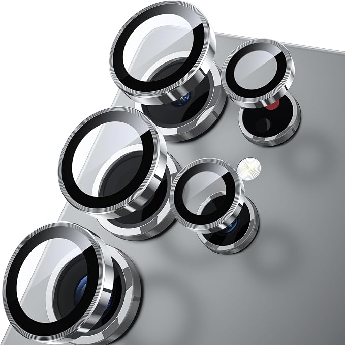 WSKEN for Samsung Galaxy S25 Ultra Camera Lens Protector - Ultra Thin | Case Friendly, 9H Shatterproof Tempered Glass, Anti Scratch Metal Circle, Camera Screen Protector Cover Accessories, Silver by SmartProtectionGreenerFuture