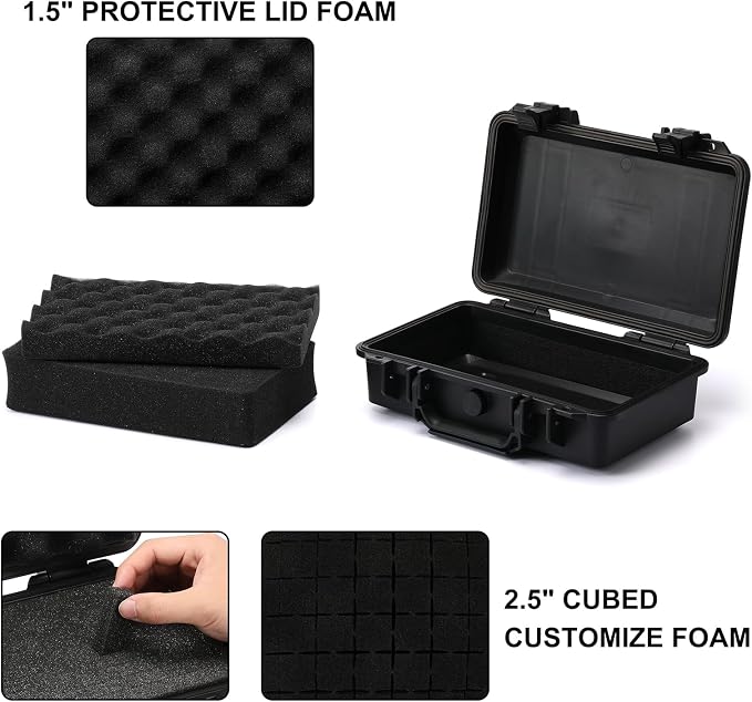 Mayouko Portable Tool Box with Shock- Proof Sponge, Water Proof Grade IP67, Waterproof Hard Case with Foam Insert, Shockproof Carrying Case, Explosion Proof Box, 11.6"L×8.3"W×3.9"H - Image 6