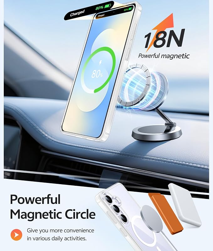 FNTCASE for Samsung Galaxy S25 FE Case, Fit for Magsafe, Screen Protector | Clear Anti Yellowing Magnetic Back, 14FT Military Grade Drop Protection, Shockproof Protective Phone Cover, Transparent - Image 3