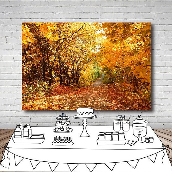 9x6 FT Fall Leaves Forest Autumn Backdrop Wedding Party Park Bridal Shower Theme Background for Photography YouTube Outdoor Travel Family Birthday Photo Props, Clear - Image 5