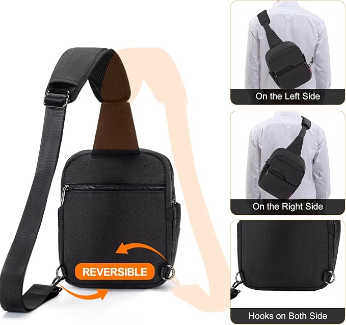 Cwatcun Camera Sling Bag Compact Small Camera Case, Waterproof Canvas Crossbody Camera Bag with Rain Cover, Travel Photography Bag for Canon, Nikon, Sony, Fuji DSLR/SLR/Mirrorless Cameras, Lens | Fits 1DSLR+1lens +7.9"iPad +6.1"phone. Travel Photograph... - Image 8