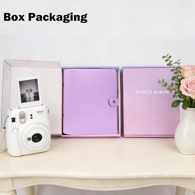 Ruibytree 320 Pockets Album for Instax Mini & Polaroid 2x3" Pictures Purple | Gift-Ready Packaging, PU Leather Cover, Acid-Free Pages, Side-Loading Clear Pockets, Durable Binding, Easy Photo Viewing - Image 2