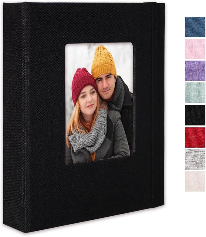 Small Photo Album 5x7 Linen Picture Book, Each Mini 26-Page Album Holds 52 Photos, Art Presentation Folder for Postcards & Picture Storage by CHERRICH