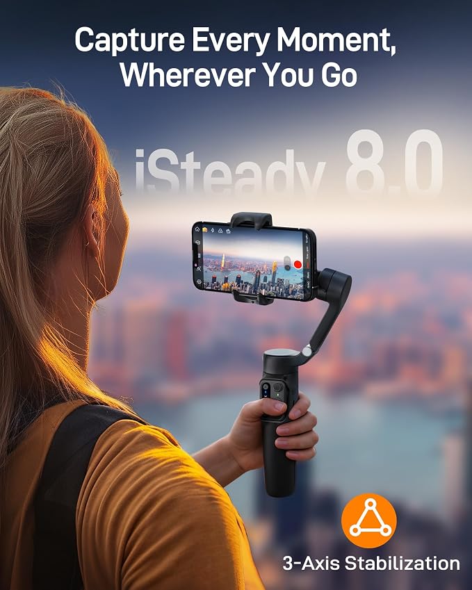 hohem iSteady X3 SE Plus 3-Axis Gimbal Stabilizer for iPhone & Android | Detachable Remote, iSteady 8.0 Anti-Shake, 8" Extension Rod, Foldable 0.85lb Design, Hohem Joy App, 11H Battery - Image 3