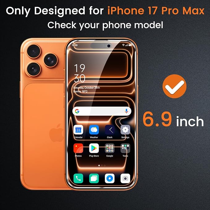 Lesakit 4 Pack Privacy Screen Protector for iPhone 17 Pro Max 6.9-Inch with 4 Pack Camera Lens Protector, Anti Spy Tempered Glass Film 9H Hardness Bubble Free Case Friendly - Image 2