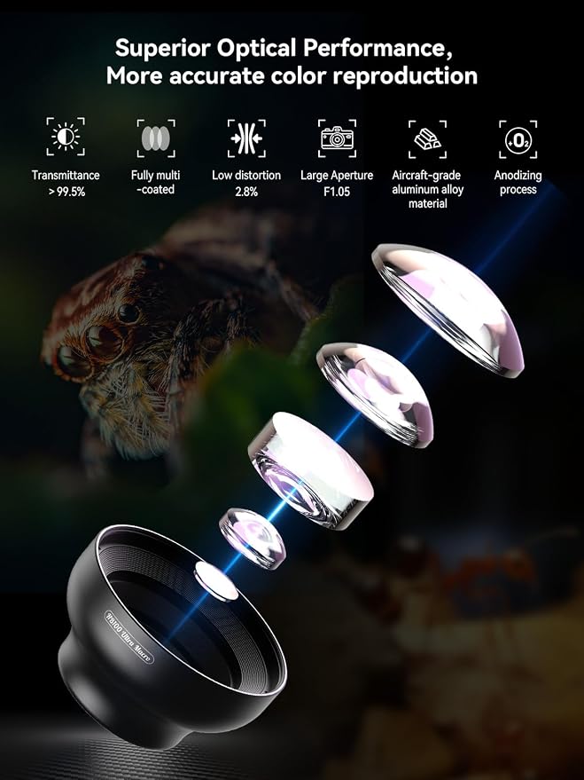 MIAO LAB 100 Ultra Macro Lens + 52mm CPL Filter & Star Filter - Macro Lens for iPhone, Android Phone | Professional Macro Photography of Flowers, Iinsects, Jewelry, Food Details and Small Objects - Image 2