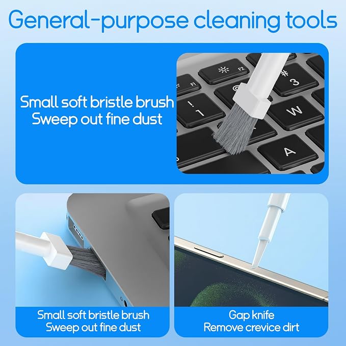 32-in-1 Keyboard Cleaning Kit iPhone Charging Port Speaker Cleaner | Multifunction Clean Tools for Airpods iPad MacBook Keyboard Earbuds Camera Computer Laptop Screen Electronics (White) - Image 8