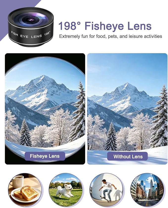 7-in-1 Cell Phone Camera Lens Kit, 15X Macro, 0.63X Wide Angle, 2X Telephoto, 198° Fisheye, CPL, Star & Kaleidoscope Filters, Compatible with iPhone, Samsung & Most Major Smartphone - Image 4
