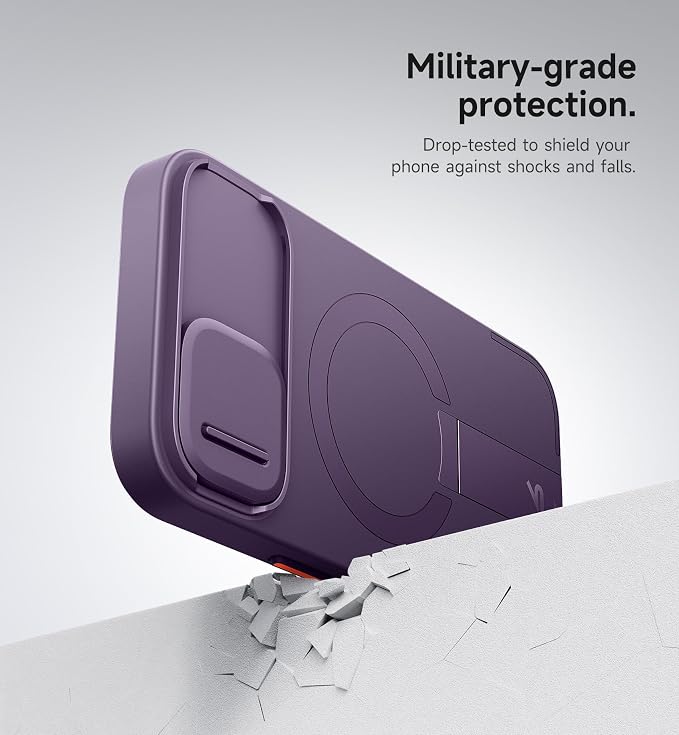 SURITCH for iPhone 15 Case with Magnetic Camera Slide Cover and Adjustable Kickstand, Compatible with MagSafe, Shockproof Bumper Case Slim Protective Cover 6.1 Inch, Dark Purple - Image 7