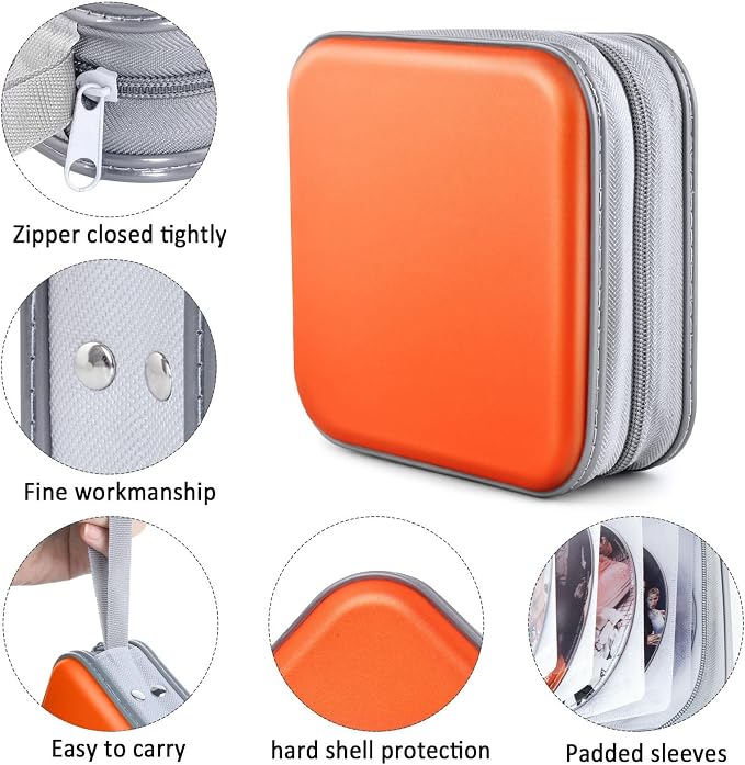 48‑Capacity Hard Plastic CD/DVD Binder for Car, Home & Travel | Zipper‑DVD Organizer, Scratch‑Resistant Sleeves Shield Discs From Dust & Damp; Stores Music, Video, Gaming & Blu‑ray Discs - Image 2