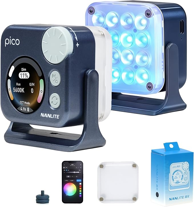 Nanlite Pico Portable LED Fill Light – Full Color RGB | Snap-On Attachment for Phone/Camera Photography, Live Streaming, Video Content Creation by Nanlite