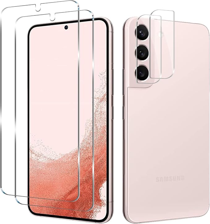 Galaxy S22 Tempered Glass Screen Protector + Camera Lens Protector [ 2 + 2 Pack ][Case Friendly] [Anti-Scratch] [Ultrasonic Fingerprint Unlock] Clear HD Glass Protective Film for Samsung Galaxy S22 by Wehaveaprofessionalteam
