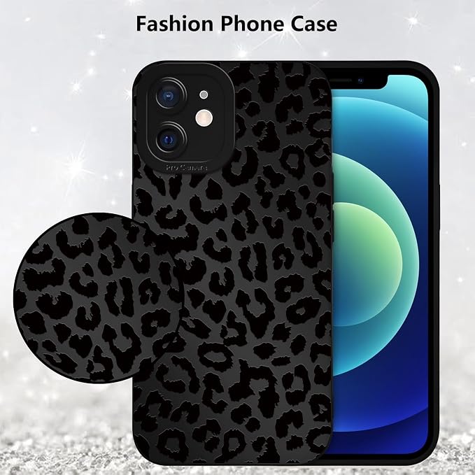 Cute Black Cheetah Print Phone Case for iPhone 12 Mini 5.4" | Aesthetic Leopard Pattern Design Cover Full Camera Lens Protective Shockproof Soft Slim TPU Funda for Men Women Girls - Image 6