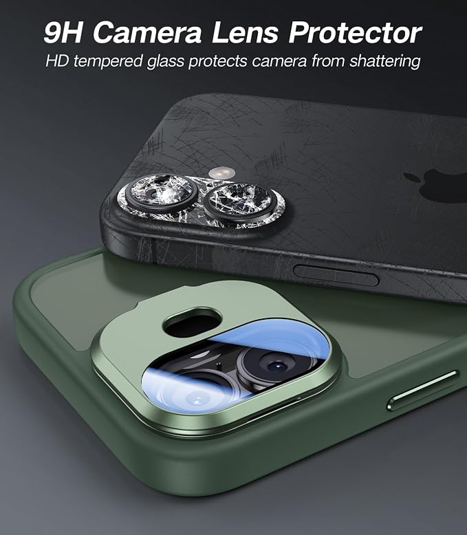 VOFATA [Upgraded] for iPhone 16 Case with Camera Cover Stand [Fit for MagSafe][9H Camera Lens Protector] Mil-Grade Protection Translucent Matte Silicone Magnetic iPhone 16 Phone Case, Green - Image 2