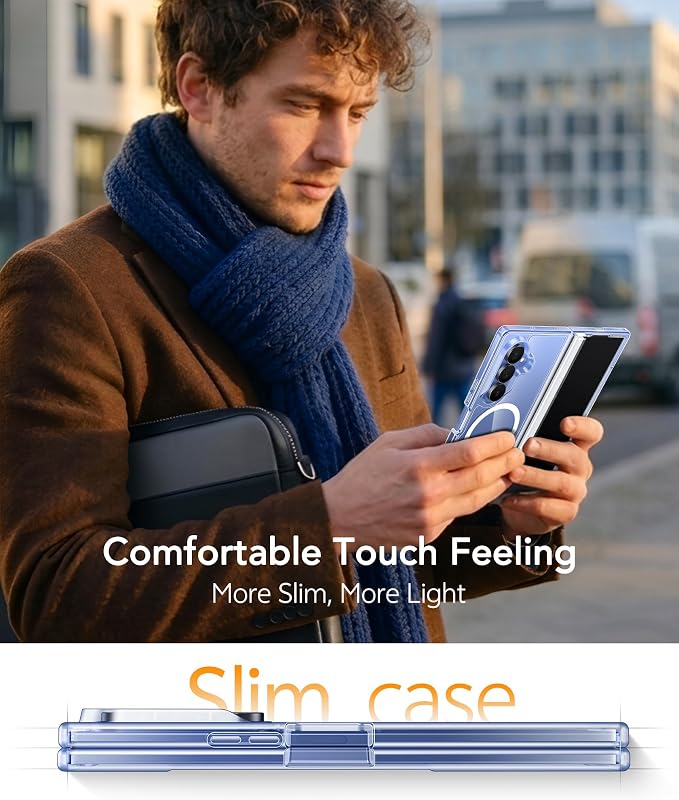 FNTCASE for Samsung Galaxy Z Fold 7 Case, Hinge Protection, Fit for Magsafe | Screen Protector, Clear Anti Yellowing, Magnetic Back, 18FT Military Grade Drop Proof, Protective Phone Cover, Transparent - Image 7