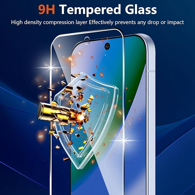(3+2 Pack) Glass Screen Protector for Google Pixel 10 with Camera Lens Protector,9H Tempered Glass,Fingerprint Unlock,Anti-Scratch,Bubble Free,Case Friendly - Clear - Image 3