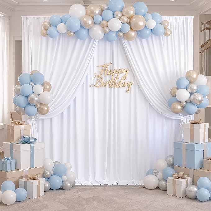 NSSONBEN 10x10 ft Wrinkle Free White Backdrop Curtains for Parties, Polyester Photo Backdrop Drapes 2 Panels 5x10ft for Wedding Birthday Party Photography Background Indoor Outdoor - Image 7