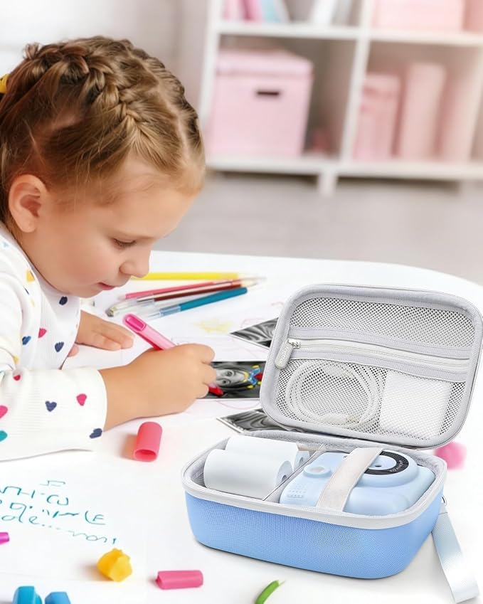 Krypthos Kids Instant Print Camera Case for Dylanto for ESOXOFFORE (Blue) | Compatible with ESOXOFFORE, Dylanto, DUDUDRAGON, Zostuic, Gofunly, Cimizi, Paper Storage, Shockproof, Durable, Easy to Carry - Image 6