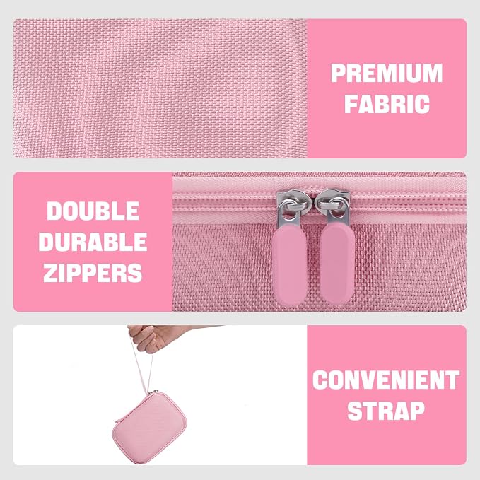 Hard Camera Case for Sony ZV-1/ ZV-1F/ ZV-1 II Digital Vlog Camera, Pink | Protective Carrying Bag, Shockproof EVA Shell, Accessory Storage Zip Pocket, Compact Portable, Travel & Photography Use - Image 5