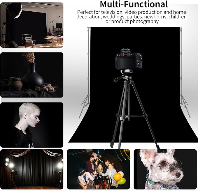 10 x 20 ft Backdrop Background Black Screen Black Backdrop for Photography Video Recording Picture Shooting high Density Polyester Fabric Pure Recording Parties Curtain - Image 7