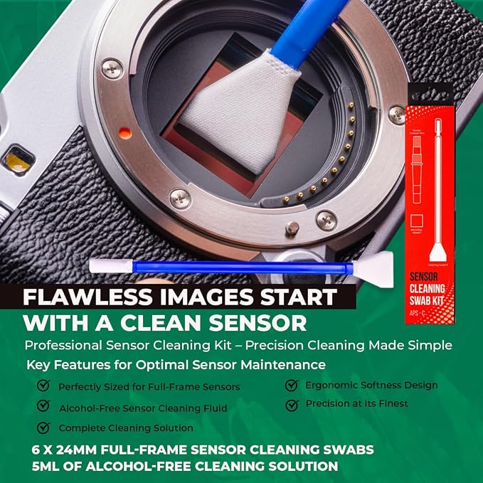 REFLEX CAMERA Professional Sensor Cleaning Kit, Alcohol-Free Solution – Safe, Residue-Free for Sony, Canon, Nikon DSLR and Mirrorless Cameras (APS-C 6Pk) - Image 2
