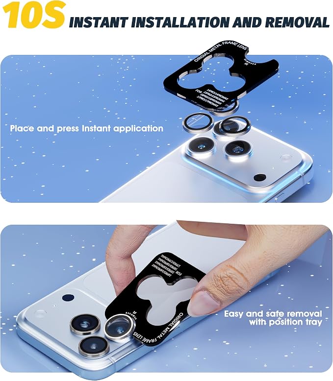 (3 Sets) Orzero Camera Lens Protector Compatible for iPhone 17 Pro&17 Pro Max&16 Pro&16 Pro Max&15 Pro&15 Pro Max&14 Pro&14 Pro Max, [EZ Install] [Case-Friendly] 9H Tempered Glass CD Pattern Lens Cover, Military-Grade Shockproof, HD Clarity Anti-Glare ... - Image 8