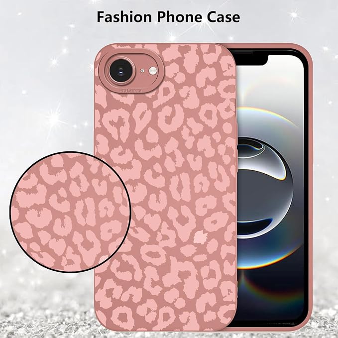 Cute Pink Cheetah Print Phone Case for iPhone 16e / 17e 6.1" | Aesthetic Leopard Pattern Design Cover Full Camera Lens Protective Shockproof Soft Slim TPU Funda for Women Girls - Image 6