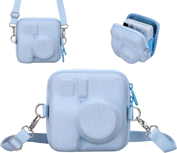 LTGEM Hard Case Compatible with Fujifilm Instax Mini 13, Pastel Blue | Fits Fujifilm Instax Mini 13/12/11/10/9, Hard Carrying Travel Camera Bag with Shoulder Strap by LTGEM
