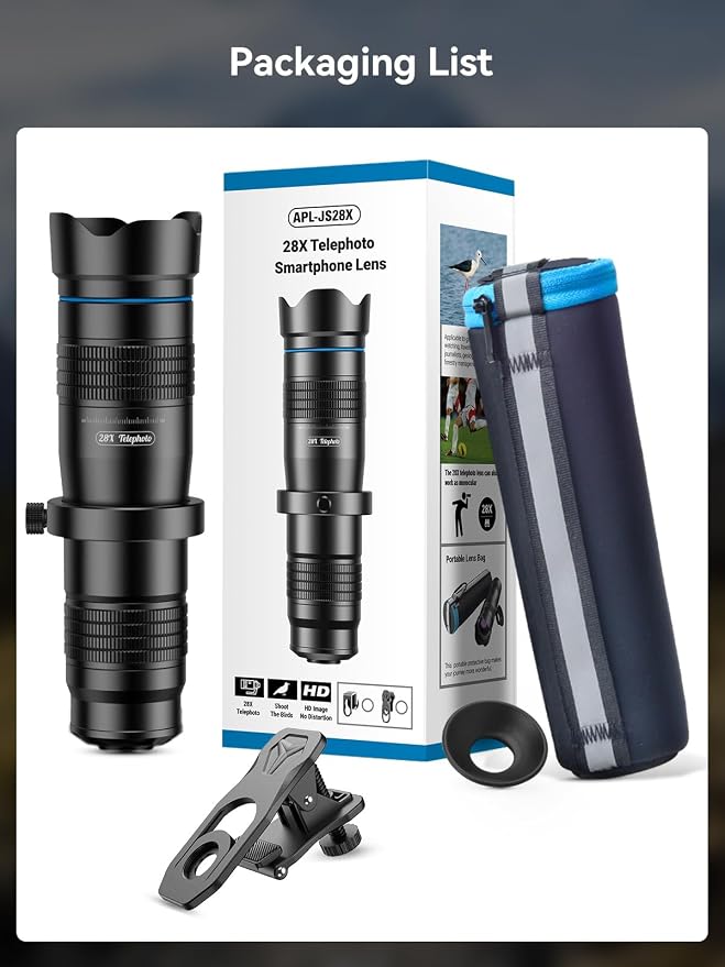 MIAO LAB 28X High-Power Telephoto Lens for Smartphone – Universal Clip-on Telephoto Lens for iPhone, Samsung, Android, Clear Long-Range Shots, Also Works as Monocular - Image 8