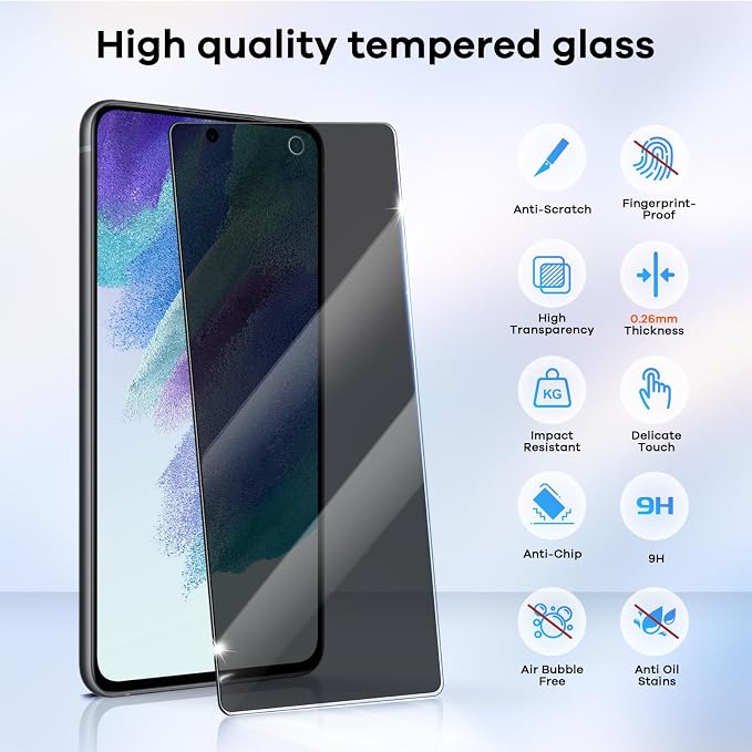 3+3 for Samsung Galaxy S21 FE 5G Privacy Screen Protector Camera Protector | 9H Tempered Glass Cell Phone Protector Camera Lens Protector - Image 3