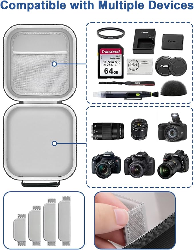 Krypthos Camera Case Compatible with Canon EOS R50, Carrying Bag (Black) | Small Camera Case for Canon EOS Rebel T7, R100, 90D, 2000D, Nikon D7100, Sony Alpha ZV-E10, Protective, Shockproof Durable - Image 4