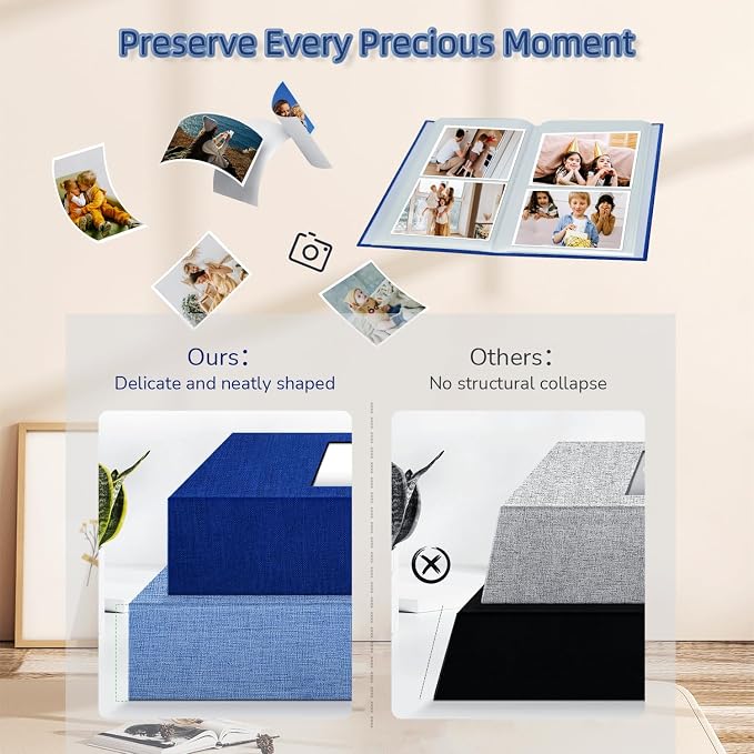 popotop Photo Album 4x6-200 Photos Photo Books with 200 Horizontal Pockets,Linen Cover Albums for Family Wedding Anniversary Baby Vacation Pictures - Image 5