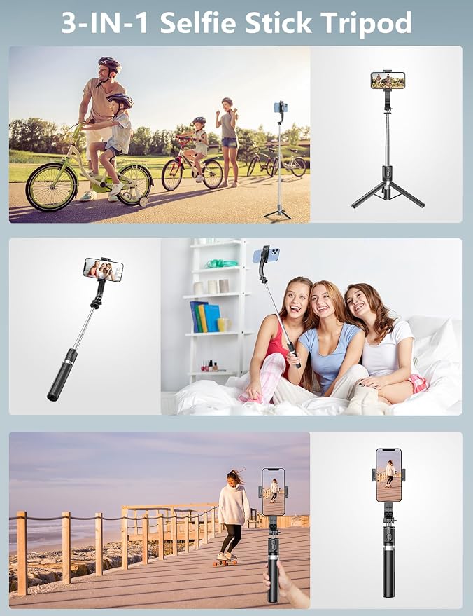 Selfie Stick Tripod with Light, 45'' Phone Tripod with Wireless Remote | Portable Travel Phone Tripod, Compatible with iPhone 16/15 Pro Max/15/14 Pro/14/13, Samsung S22/ S23 Ultra/Android Smartphone - Image 7
