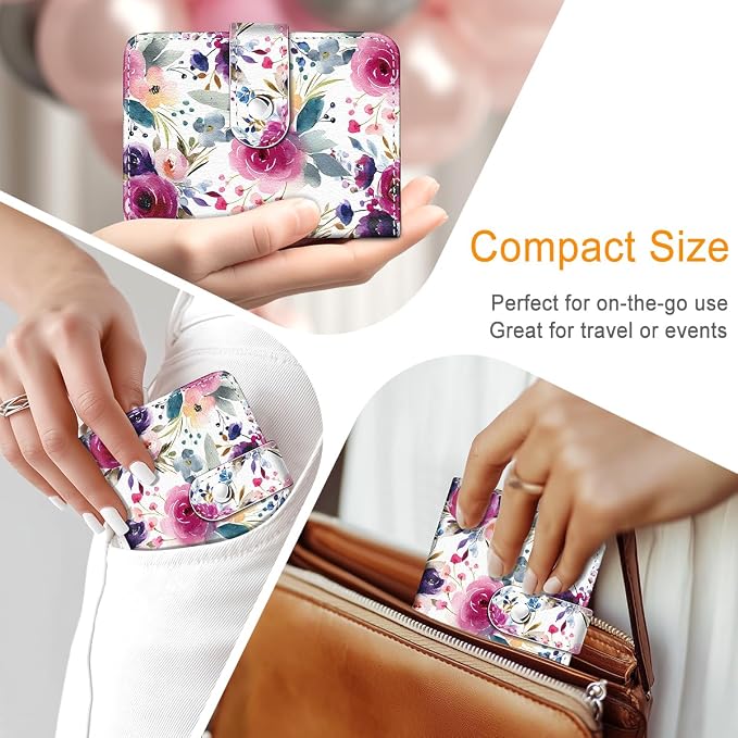 Vintage Rose Floral Small Photo Album for 2x3 In Films, 56 Pocket | Mini Cute Picture Book, Wallet Size, for Polaroid Fujifilm Instax Mini Instant Camera Printer, Kpop Photocard Binder Holders - Image 6