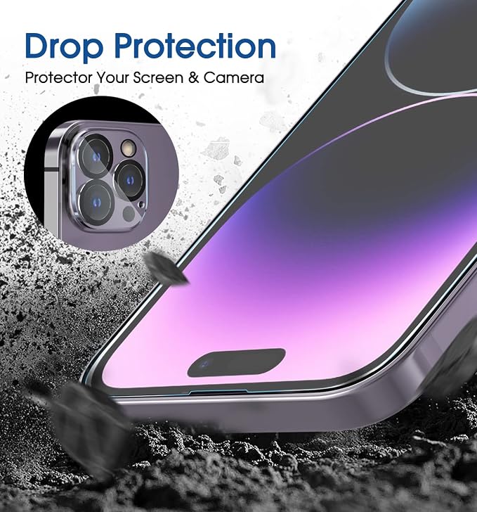 amFilm Auto-Alignment OneTouch for iPhone 14 Pro [6.1''] Screen Protector + Camera Lens Protector, Tempered Glass, 30 Seconds Installation, Bubble Free, Case Friendly, Anti-Scratch 2 Pack - Image 4