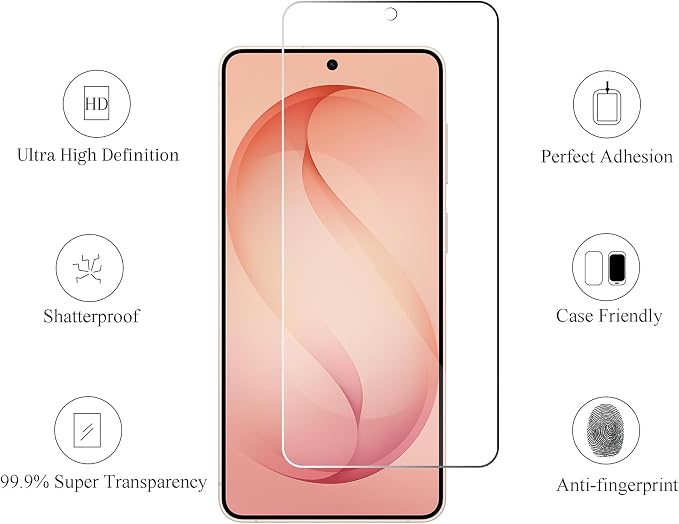 Ailun 3 Pack Screen Protector + 2 Pack Camera Lens Protector for Galaxy S26 | Tempered Glass, Fingerprint Unlock Compatible, 0.25mm Anti-Scratch, Case Friendly, Not For S26 Plus/S26 Ultra - Image 2