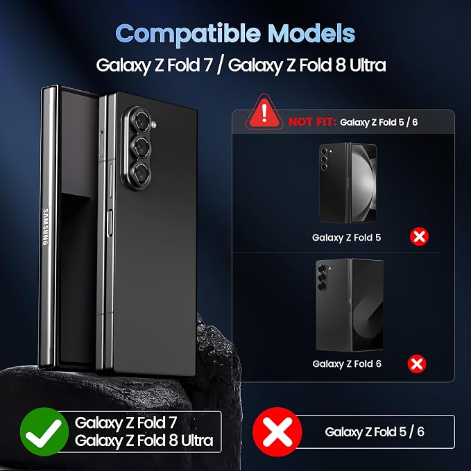 CACOE Camera Lens Protector for Samsung Galaxy Z Fold 8 Ultra/Z Fold 7 | 9H Tempered Glass, Aluminum Frame, HD Clarity, Scratch-Resistant, Camera Screen Protector Cover Accessories, Glossy Black - Image 7