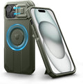 Dexnor for iPhone 15 Case with Slide Camera Cover & Adjustable Kickstand, Compatible with MagSafe, Rugged Shockproof Bumper Cases Heavy-Duty Magnetic Protective Cover,6.1 inch,Army Green by Dexnor