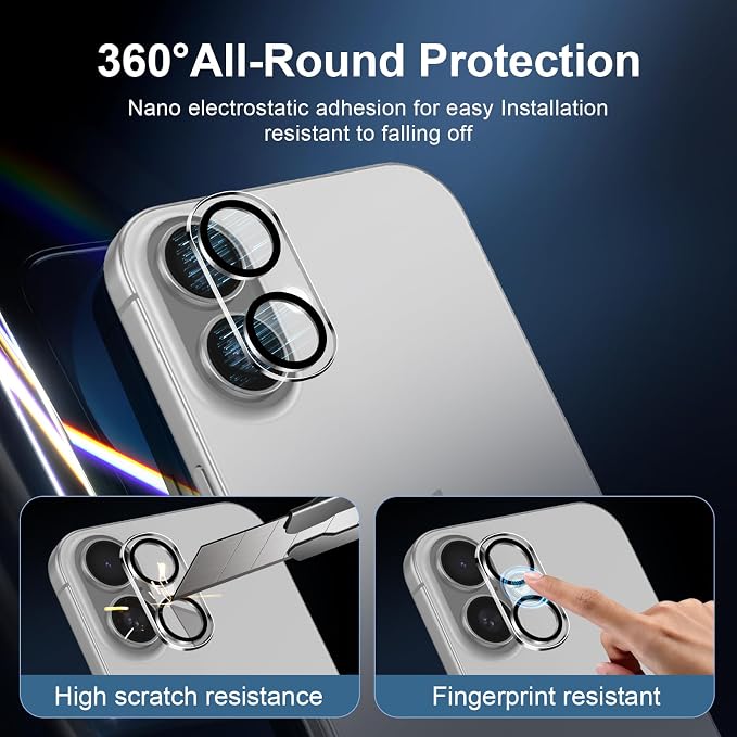 NEW'C 3x for iPhone 16 Plus Screen Protector (6.7 inches)+ 3x Camera Lens Protector, Sensor Protection, Case Friendly Tempered Glass Film + Dust Plug- Easy installation tool include - Image 4