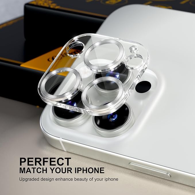 for 6 Pack iPhone 15 Pro/iPhone 15 Pro Max Camera Lens Protector [Drop Protection] [Case Friendly] [Easy Installation] 9H Tempered Glass Camera Screen Protector Cover, CD Silver - Image 5
