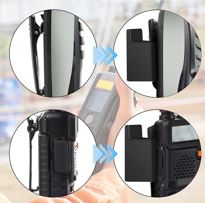 10pcs Walkie Talkies Belt Clip Holder | Black Walkie Talkie Car Mount Handheld Radio Holder with Back Adhesive for Most Handheld Intercom - Image 7