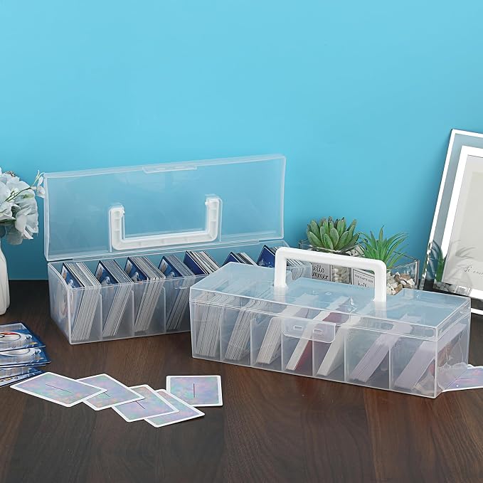 OwnMy 1PCS Plastic Trading Card Storage Box Clear Baseball Card Storage Box | Portable Baseball Card Organizer Box for Football Sports MTG TCG Cards, Clear Plastic Trading Card Storage Case with Dividers - Image 7