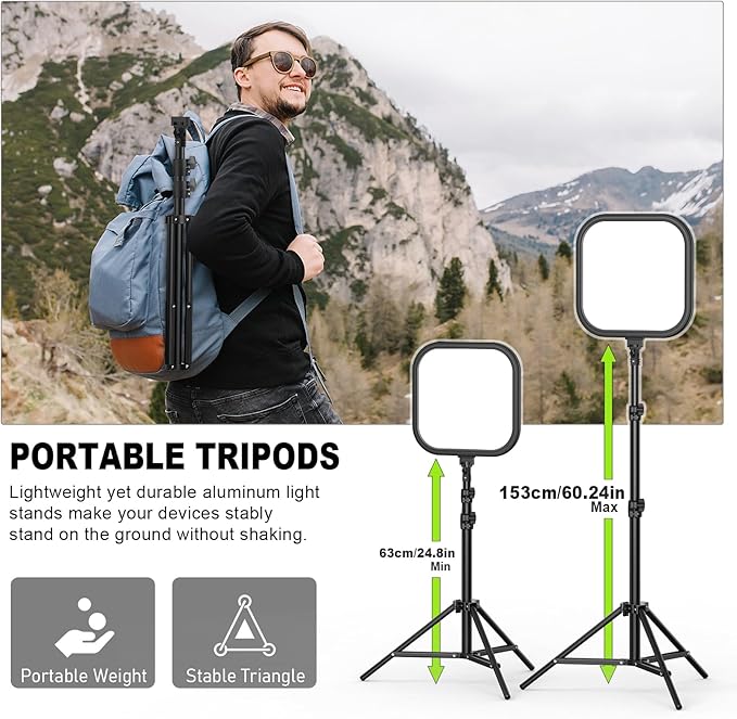 2Pack LED Video Light Kit, Hagibis 15W Photography Lighting Kit, 78" Dimmable Studio Lights with Tripod, 2500-8500K Stream Light for Video Recording, Game Streaming, Photography, Tiktok, YouTube - Image 5