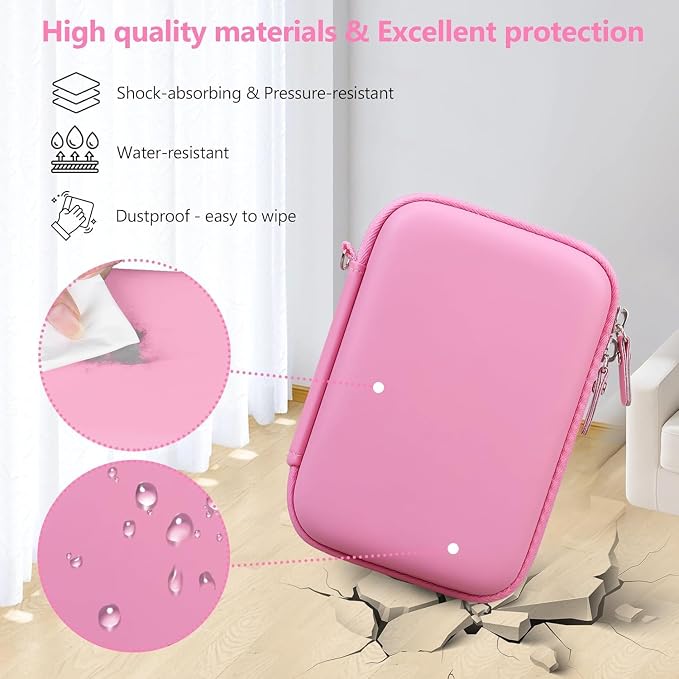 Carrying Case Compatible with Fujifilm Instax Mini EVO Instant Camera, INSTAX MINI EVO Camera Storage Holder Travel Bag with Mesh Pocket for Photos, USB Cables, Film, Pink - Image 5