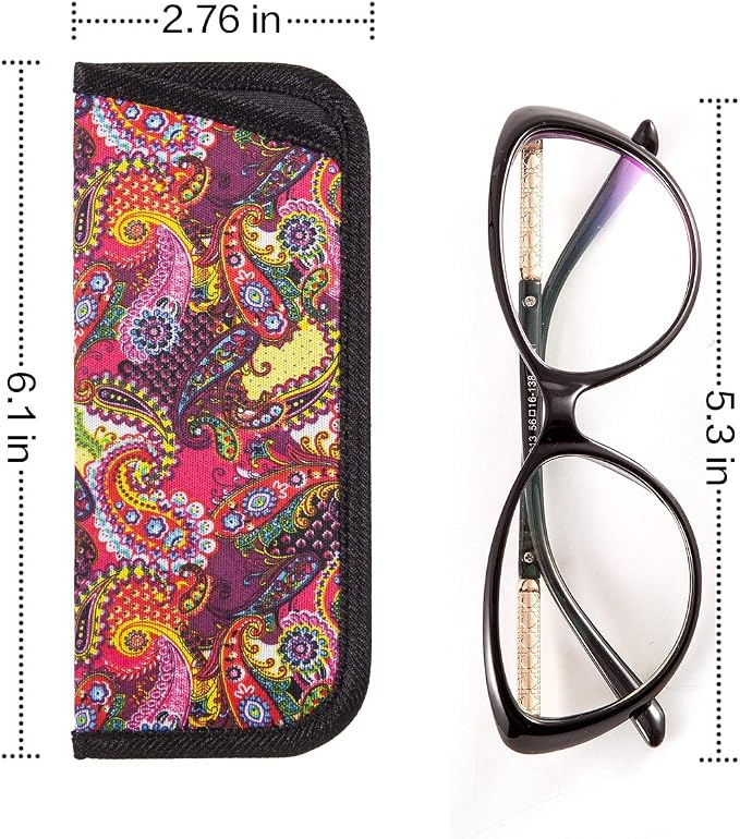 TRIUMPH VISION 3 Pack Reading Glasses Pouch Soft Case Eyeglass Sleeve Slim | Alternative to Bulky Case in bag, Lightweight Lined Padded Protect Optical lens Slip in, Cute Pattern Portable for Daily Use - Image 2