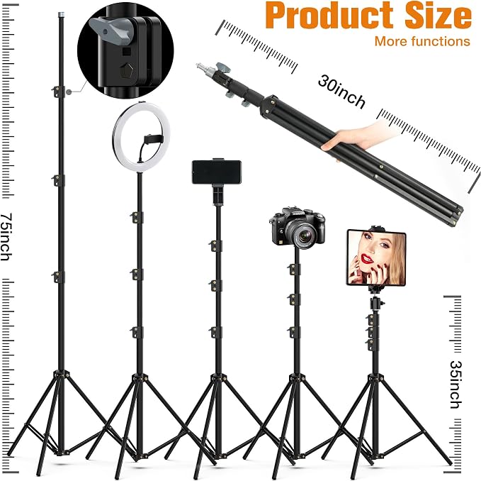 MACTREM Large 22" Ring Light for iPad iPhone with 75" Tripod Stand Barber | LCD Display,2 Usb Ports, Fits Ipad/Tablet 12.9", 2600k-6500k Color Temperature, for Barber/Tattoo Tiktok Video Recording Vlog - Image 6