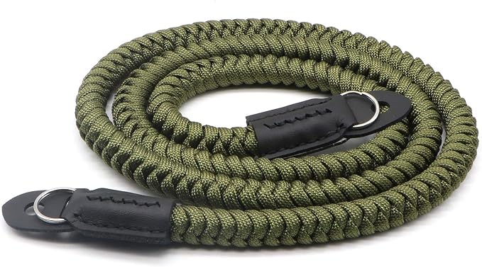 Paracord Woven Camera Neck Shoulder Strap Belt Hand Compatible with Canon Nikon Sony Olympus Pentax Fujifilm Panasonic SLR DSLR Digital Mirrorless Cameras 42 inch Green by HITHUT